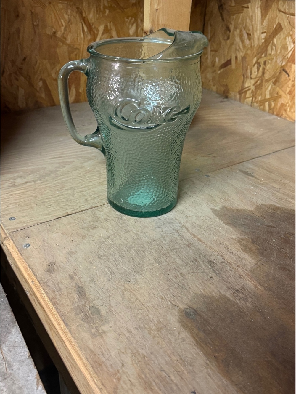 Coca-Cola Green Textured Glass Pitcher